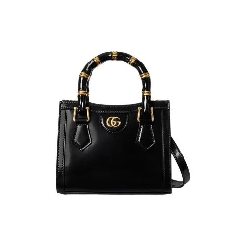 GUCCI Diana Leather Tote Bag Shopping Bag Shoulder Bag Crossbody Bag Handbag Mini Women's Black
