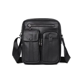 LARTIGENT Top Grain Cow Leather Crossbody Bags Shoulder Bags Regular Men's Black