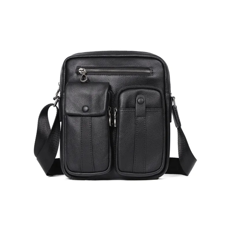 LARTIGENT Top Grain Cow Leather Crossbody Bags Shoulder Bags Regular Men's Black-4