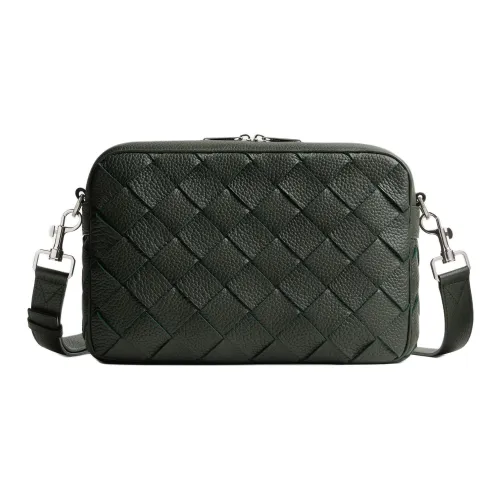 Bottega Veneta Intrecciato Calfskin Camera Bags Crossbody Bag Shoulder Bag Men's Dark Green