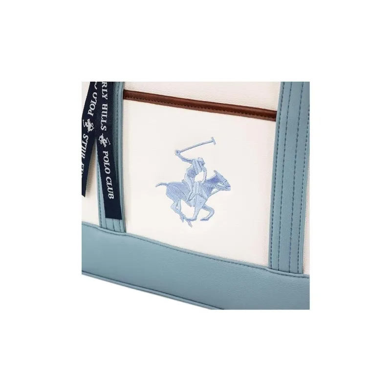 BEVERLY HILLS POLO CLUB Polyurethane Handbag Women's White & Light Blue-4