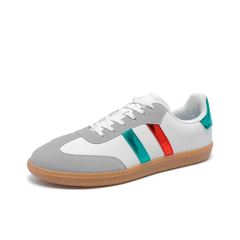 Team Bees Coverage Anti-Slip And Wear-Resistant Low-Top Skateboard Shoes Unisex White Green Red-1