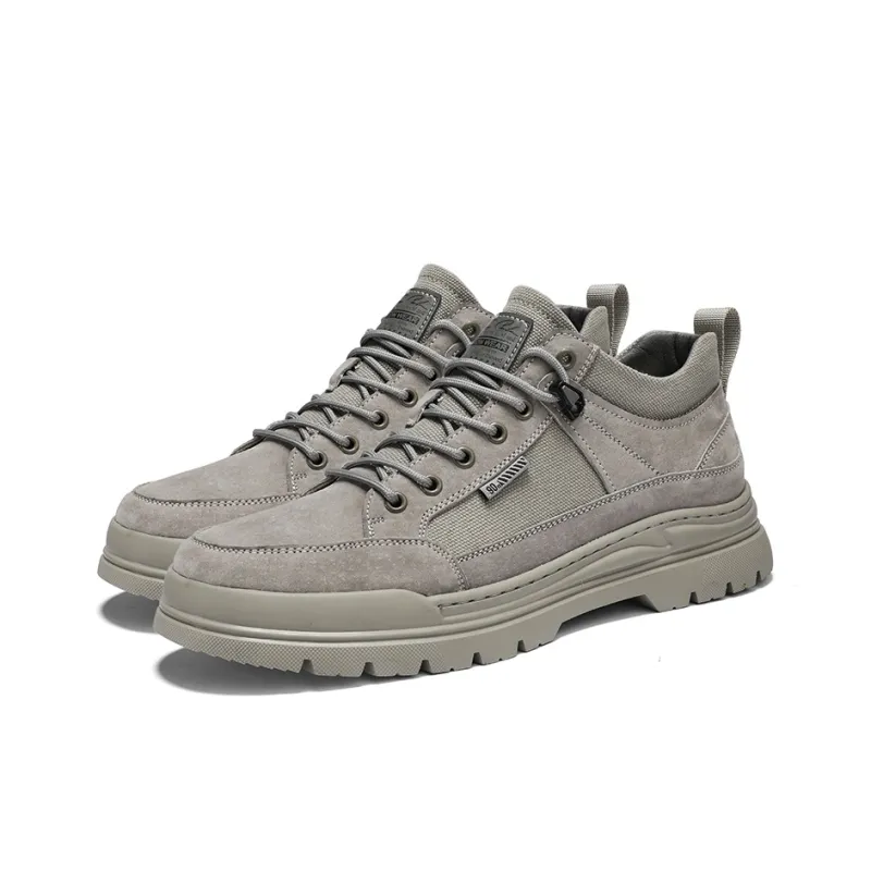 QIUTEXIONG Work Boots Men Mid Top Sand/Gray-1