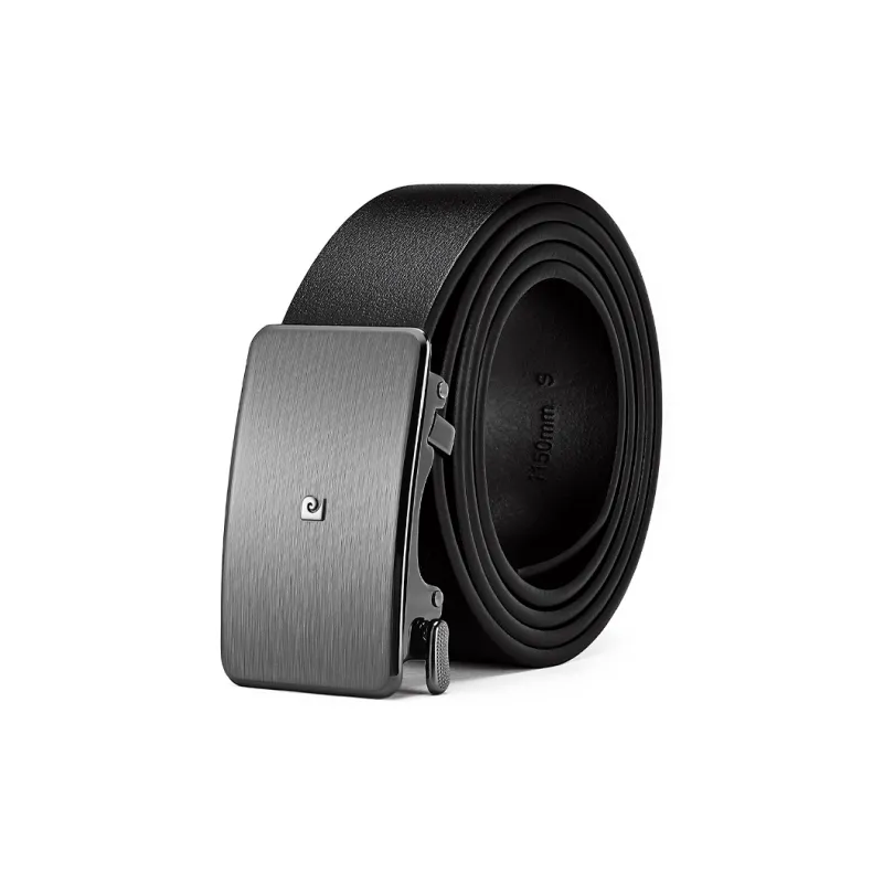 PIERRE CARDIN Seamless Top Grain Cow Leather Strap Leather Belts Men's Black 3.45CM-7