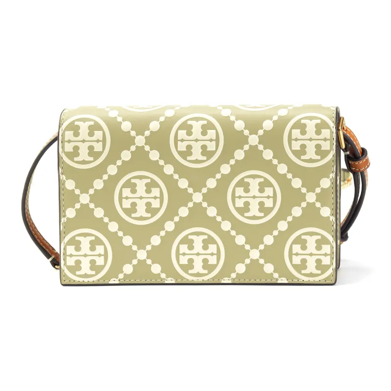 TORY BURCH T Monogram Embossed Leather Shoulder Bag Crossbody Bag Wallet Women's Olive Green-2