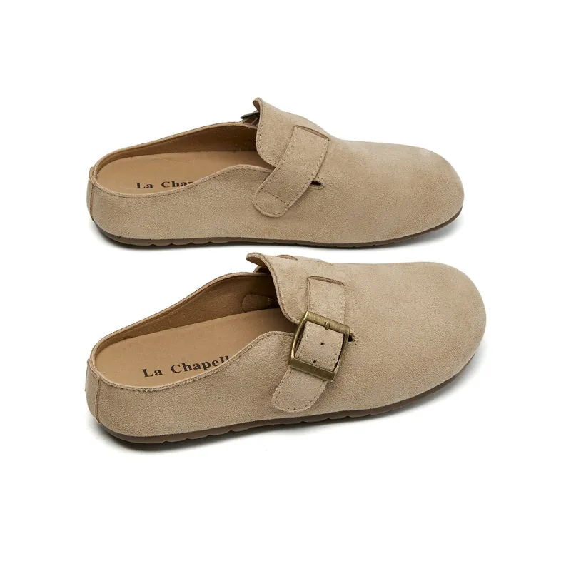 La Chapelle Leather Patchwork Woven Abrasion Resistant Slip Resistant Closed Toe Slippers Women's-3
