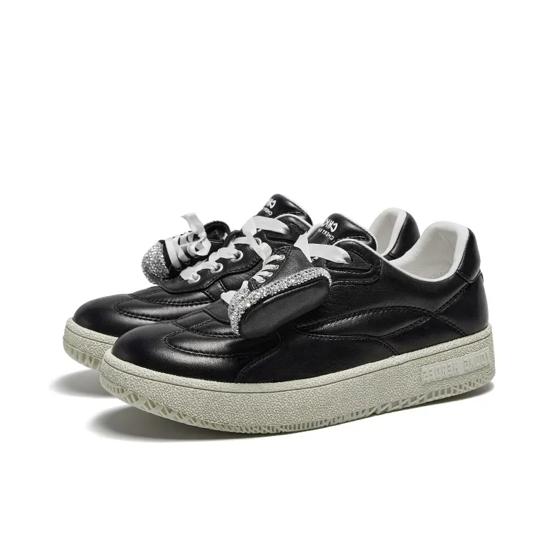 CHERYKALLY Anti-Slip Wear-Resistant Lightweight Breathable Low-Top Skateboard Shoes Women's Meteorite Black-1