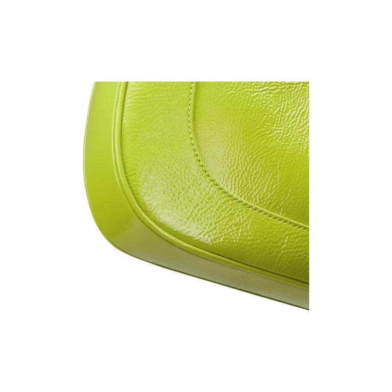 GUCCI Jackie 1961 Patent Leather Handbag, Shoulder Bag Trumpets Women's Bright Green-6