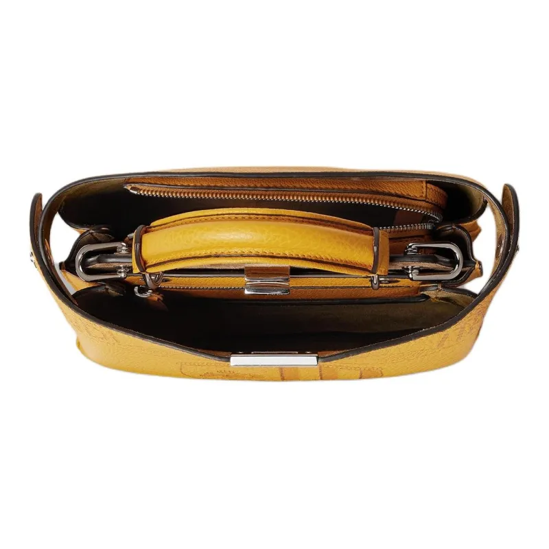 FENDI Peekaboo Calfskin Tote Bag, Shopping Bag, Shoulder Bag, Handbag Small Size Unisex Yellow-4