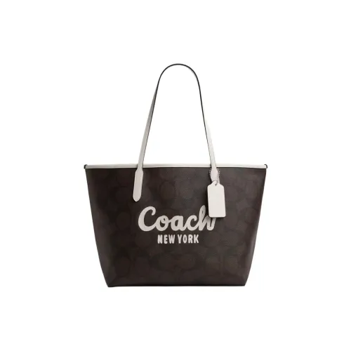 COACH Coated Canvas Tote Bag Shopping Bag Handbag Shoulder Bag Large Size Women's Brown