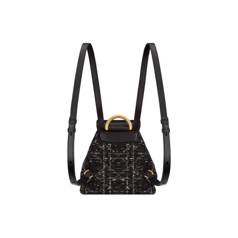 DIOR Caro Cotton Backpack Small Size Women's Black-2
