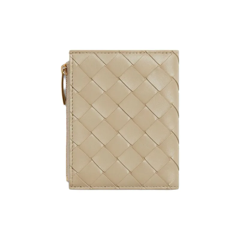 Bottega Veneta Intrecciato Lambskin Wallet Small Size Women's Glacier-1