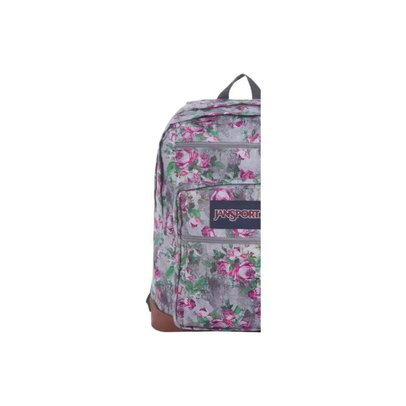 JanSport Fabric With Leather Backpack Large Size Unisex Cherry Blossom Cheongsam Color-1