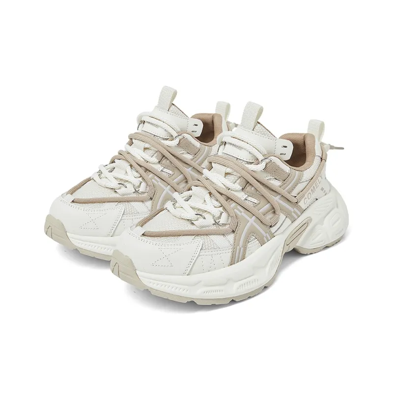 COMELY Chunky Sneakers Women's Low Top Beige/Apricot/Gray-2