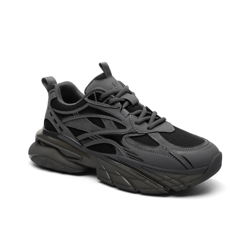 JEEP SPIRIT Cushioned Slip-Resistant Abrasion-Resistant Breathable Low-Top Chunky Sneakers Men's Volcanic Gray-3