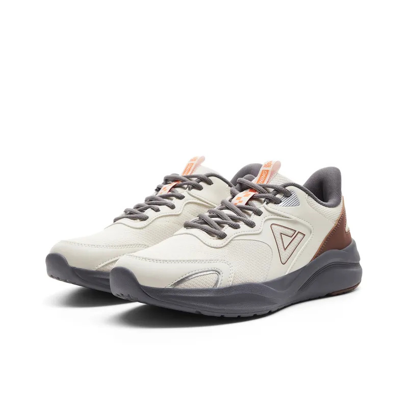 PEAK Cushioned Wear-Resistant Breathable Slip-Resistant Low-Top Casual Running Shoes Men's Canvas White Dark Gray-2