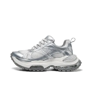 CHERYKALLY Anti Slip And Wear Resistant Breathable Low Top Chunky Sneakers Women's Space Silver
