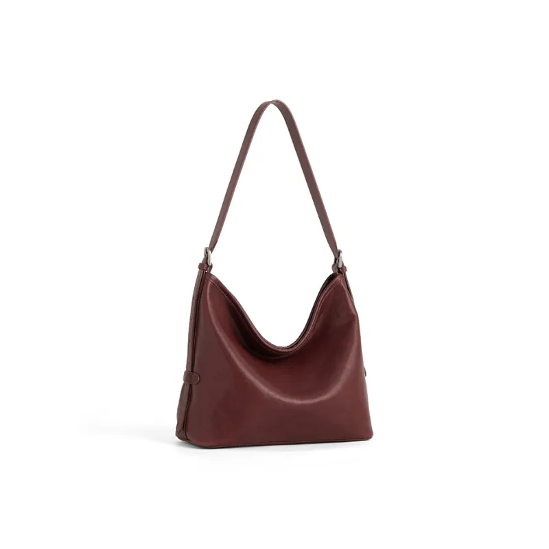 COCOEVA Top Grain Cow Leather Shoulder Bag Crossbody Bag Medium Size Women's Black/Coffee-7