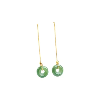 Oriental Jade Earrings Jasper Women's