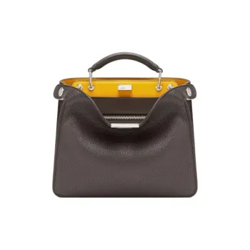 FENDI Peekaboo ISeeU Calfskin Shoulder Bag Crossbody Bag Handbag Small Size Women's Brown
