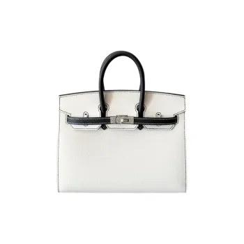 HERMES Birkin Epsom Leather Handbag Women's Milkshake White & Black Panda