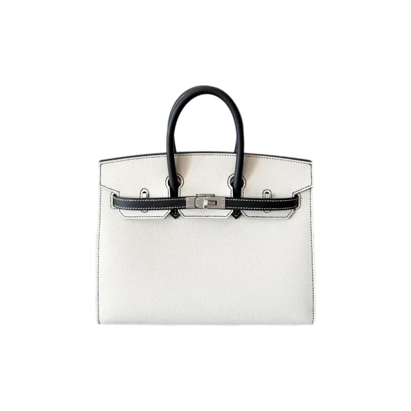 HERMES Birkin Epsom Leather Handbag Women's Milkshake White & Black Panda-0