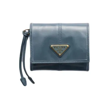 PRADA Calfskin Wallet Small Size Women's Blue