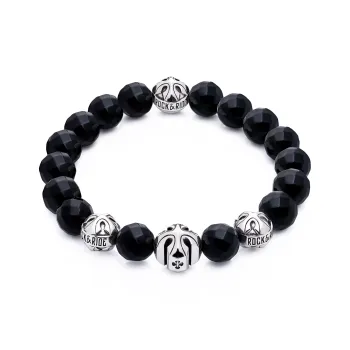 ROCK&RIDE 925 Sterling Silver, Black Onyx Bracelets Men's