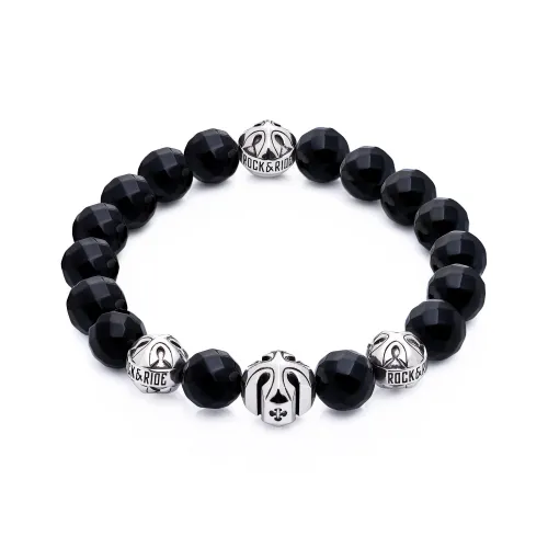 ROCK&RIDE 925 Sterling Silver, Black Onyx Bracelets Men's