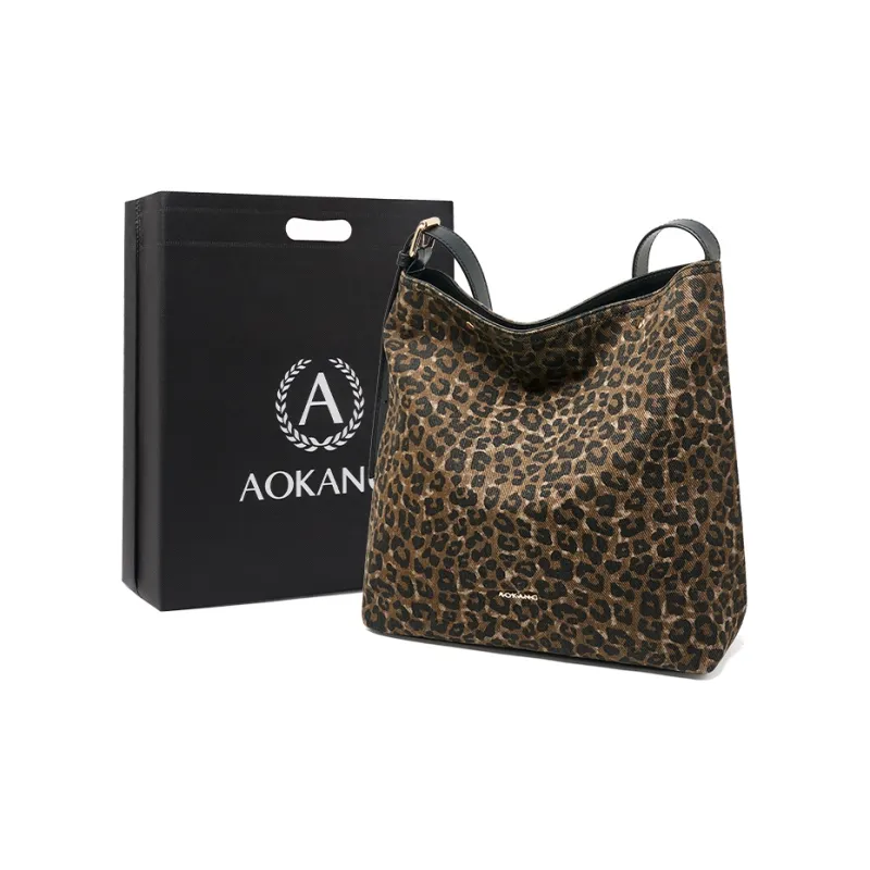 AOKANG Fabric Bucket Bag, Crossbody Bag, Shoulder Bag Medium Size Women's Classic Black/Sandalwood Brown-0