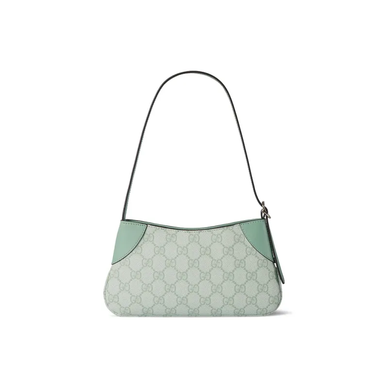 GUCCI GG Emblem Coated Fabric With Leather Binding Shoulder Bag Extra Mini Women's Gray Green-3