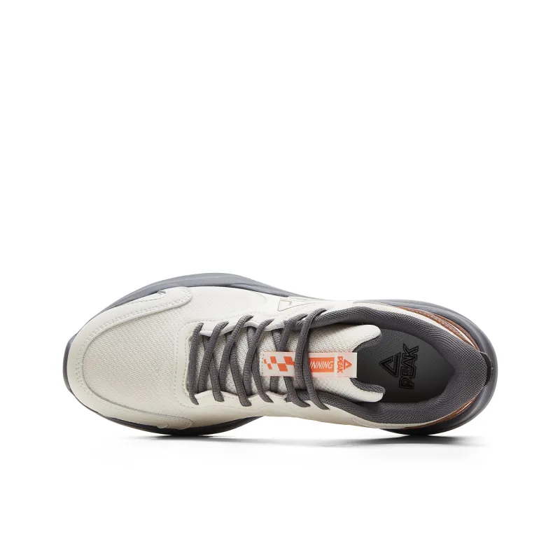 PEAK Cushioned Wear-Resistant Breathable Slip-Resistant Low-Top Casual Running Shoes Men's Canvas White Dark Gray-3