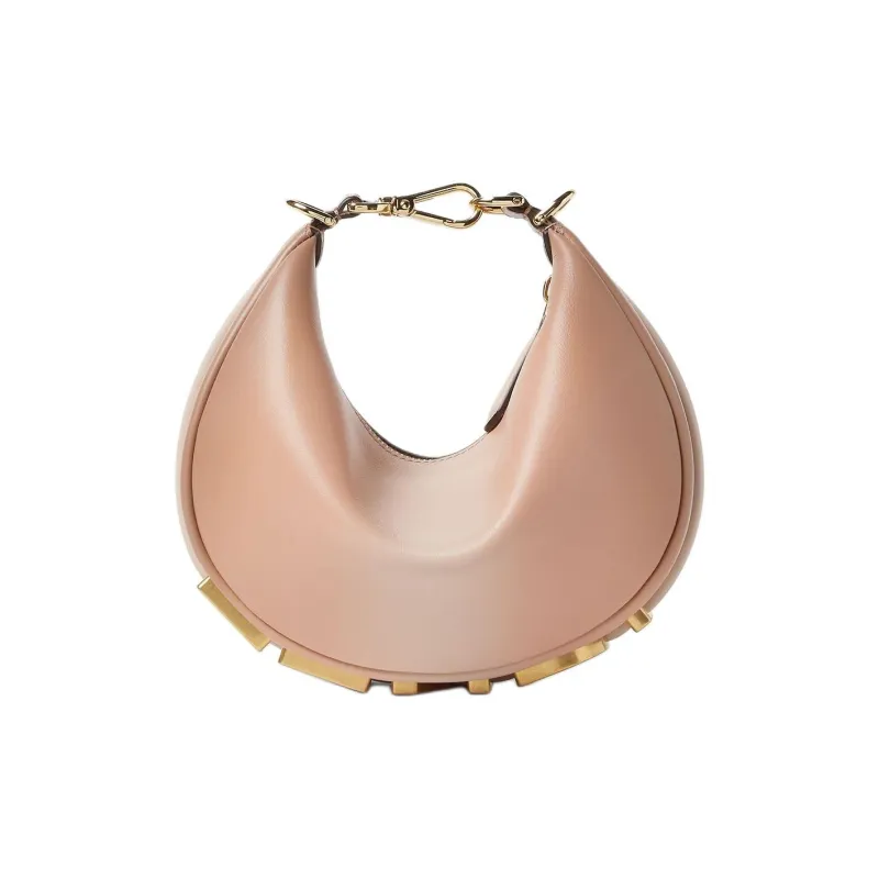 FENDI Calfskin Hobo Bag, One Shoulder Handbag Mini Women's Pink-0