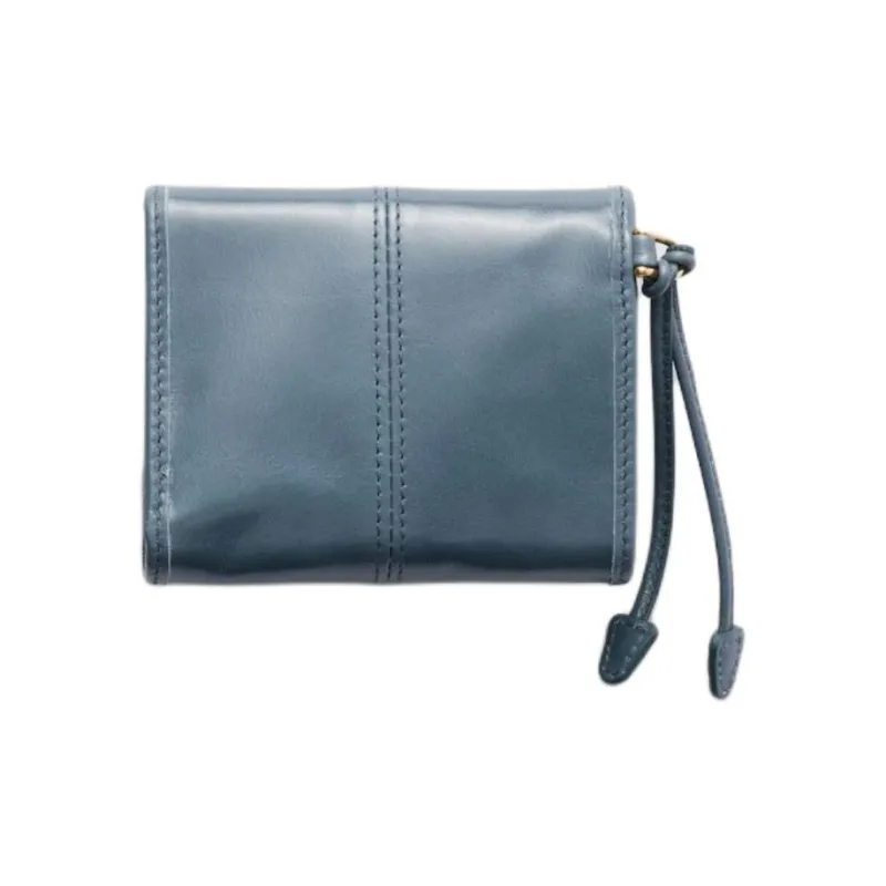 PRADA Calfskin Wallet Trumpets Women's Blue-1