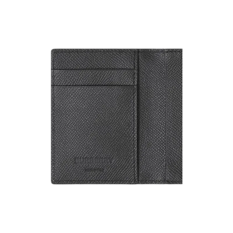 Burberry Calfskin Business Card Holder Card Clip Card Case Men's Black-4