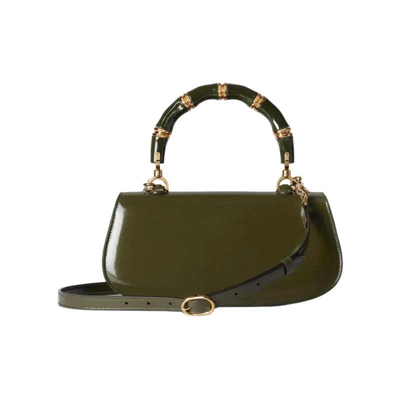 GUCCI Leather Shoulder Bag, Crossbody Bag, Handbag Small Size Women's Green-3