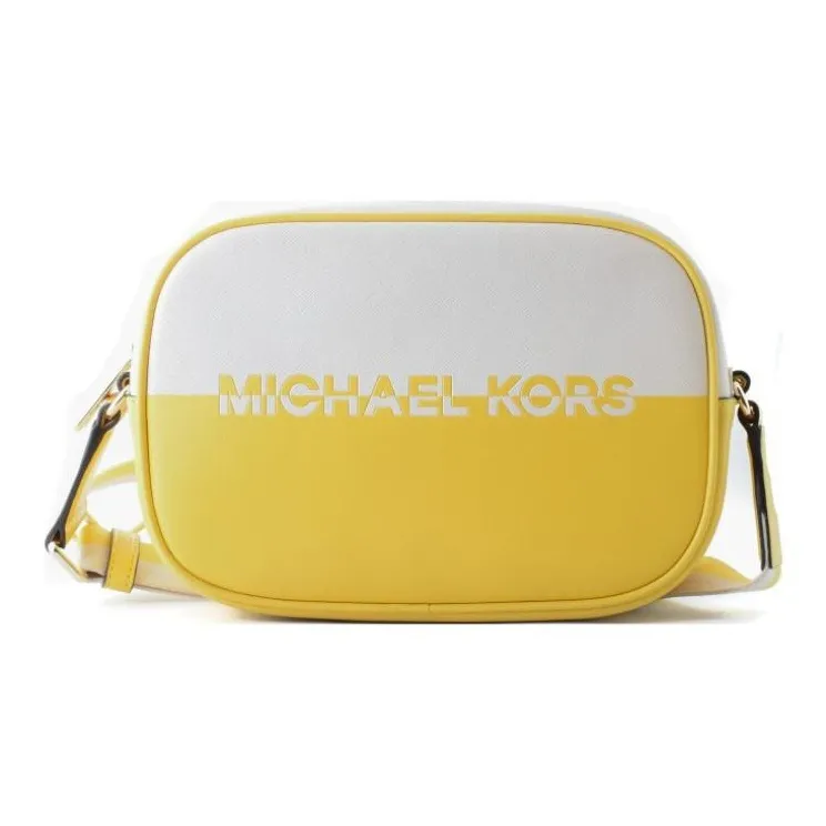 MICHAEL KORS Canvas Crossbody Bag, Shoulder Bag Women's White & Yellow-0