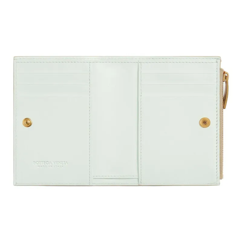 Bottega Veneta Intrecciato Lambskin Wallet Small Size Women's Glacier-3