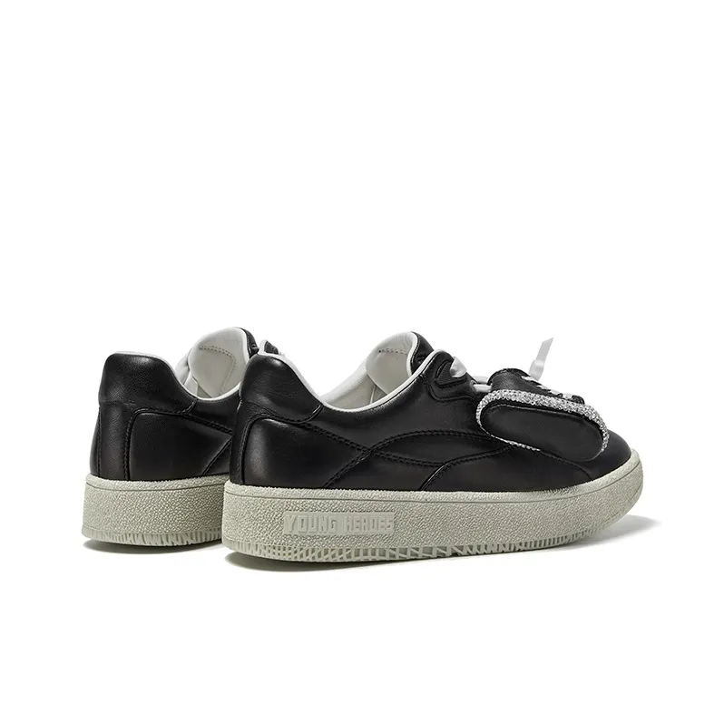 CHERYKALLY Anti-Slip Wear-Resistant Lightweight Breathable Low-Top Skateboard Shoes Women's Meteorite Black-2