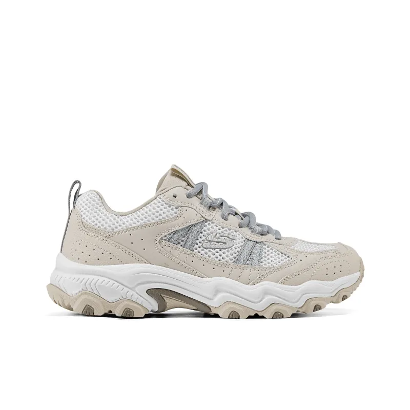 Skechers Abrasion-Resistant Low-Top Trekking Shoes Women's Gray White-1