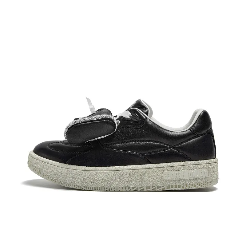 CHERYKALLY Anti-Slip Wear-Resistant Lightweight Breathable Low-Top Skateboard Shoes Women's Meteorite Black-0