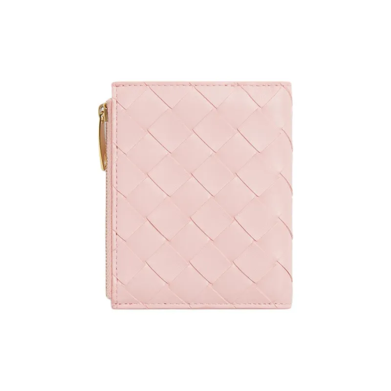 Bottega Veneta Intrecciato Sheepskin Wallet Small Size Women's Rose Pink-2