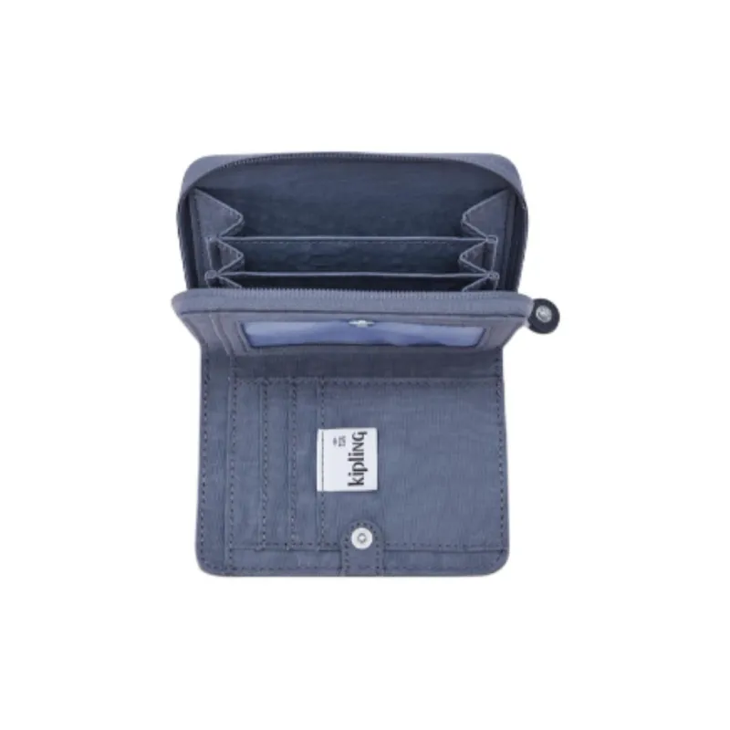 Kipling Polyamide Wallet Mini Unisex Gray Blue Purple/3D Blue Beige Monogram-2