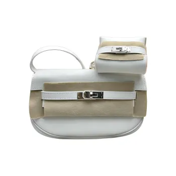 HERMES Kelly Swift Leather Crossbody Bag Shoulder Bag Women's M4 Gris Pale Cream Gray