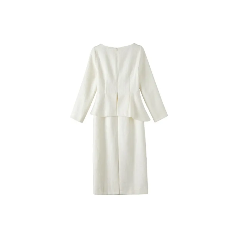 Late White Long Sleeved Dress Women's Ecru-1