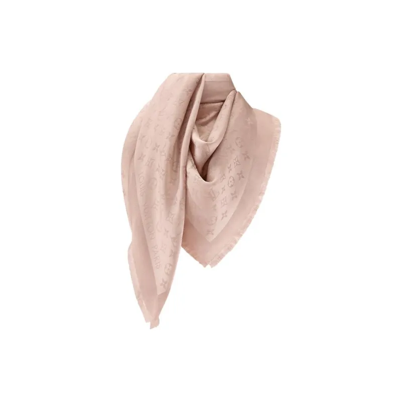 LOUIS VUITTON Silk Shawls Unisex Pink-1