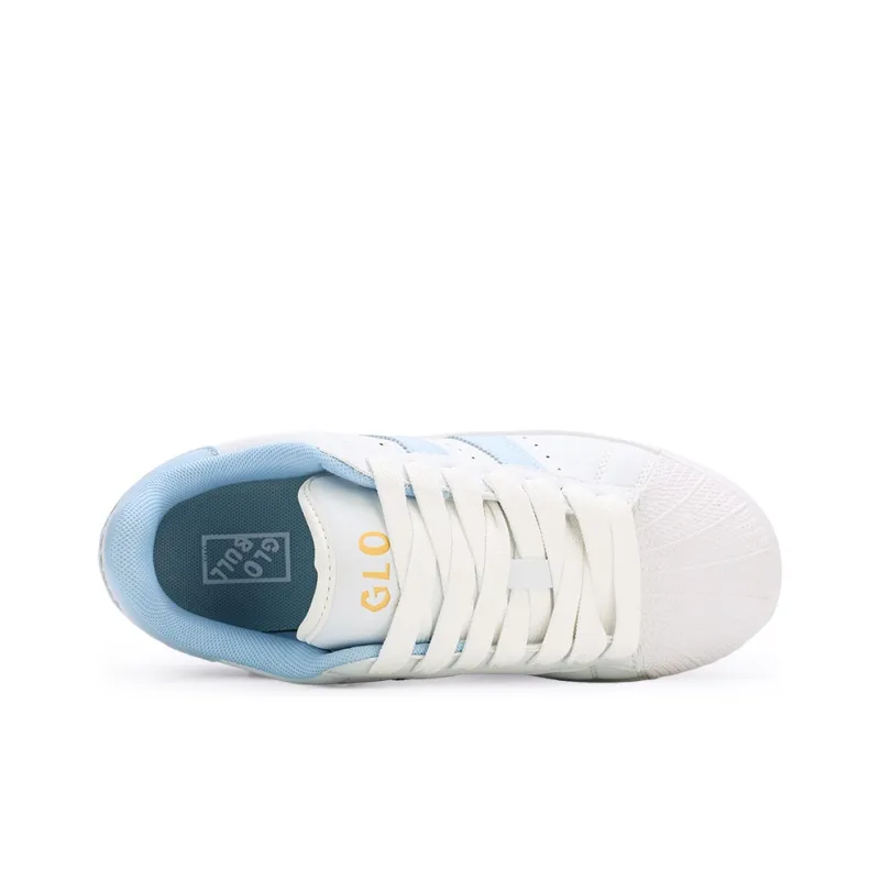 GLO BULL Anti-Slip And Wear-Resistant Breathable Low-Top Skateboard Shoes Unisex White Sky Blue-3
