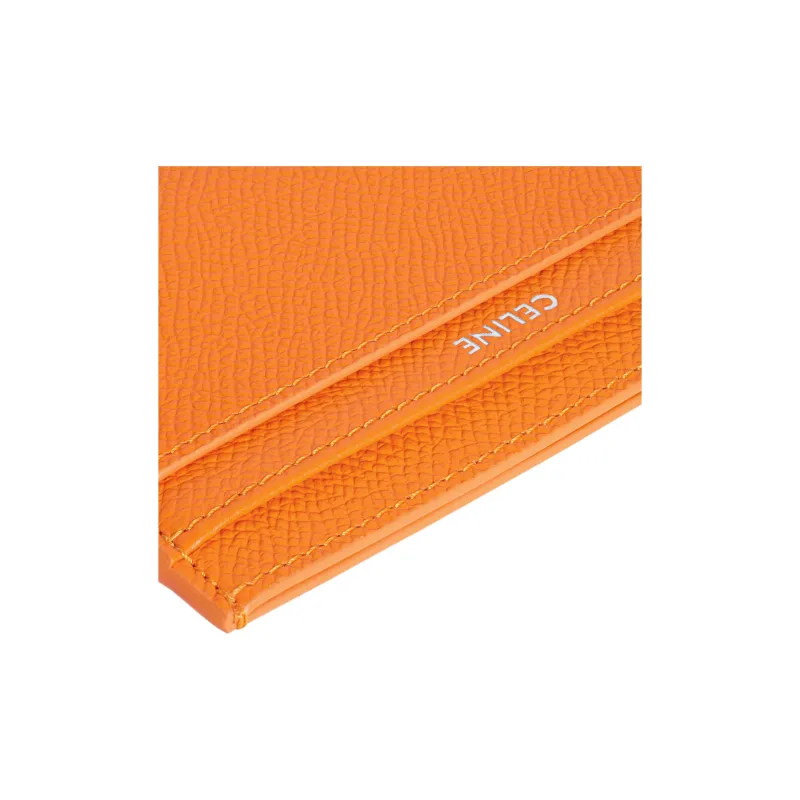 CELINE Cow Leather Card Holder Medium Size Men's Neon Orange-3
