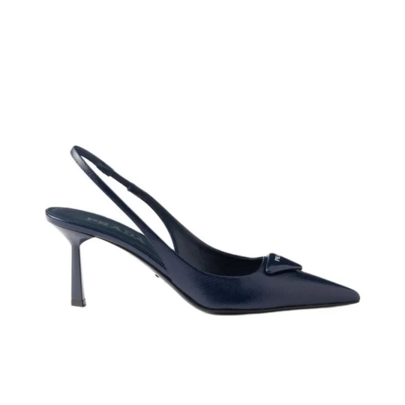PRADA Saffiano Slim Heel High Heels 7.5cm Women's Blue-1