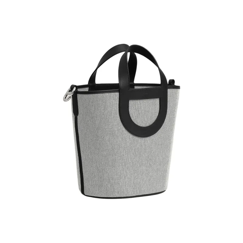 HERMES In The Loop Canvas With Swift Calfskin Handbag Women's Light Beige & Black-2